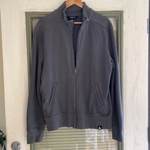 MOTO FULL ZIP American Giant heavyweight fleece men's sweatshirt. Gray